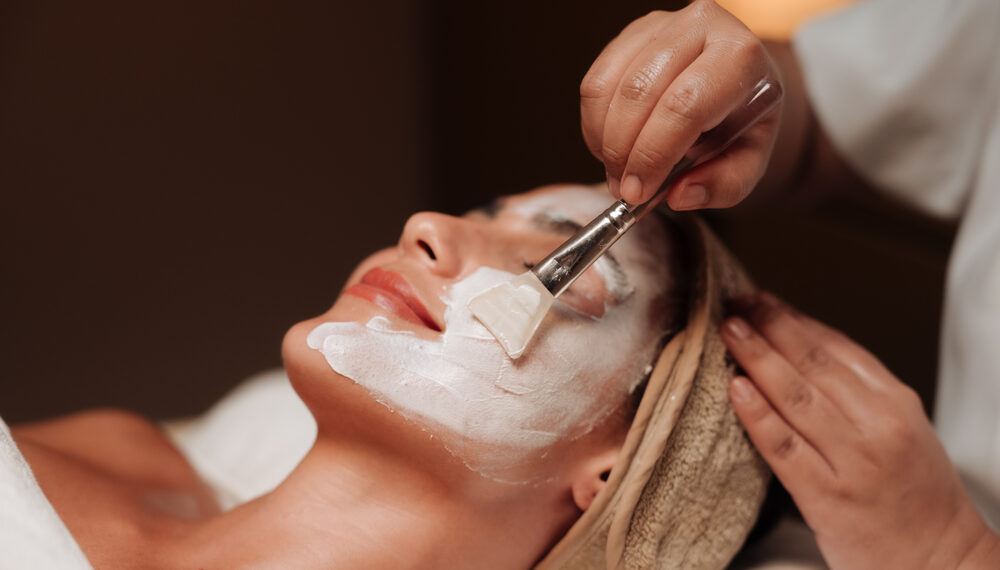 Woman receiving a spa facial
