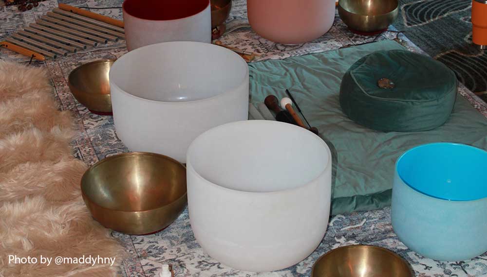 Bowls set up for sound bath